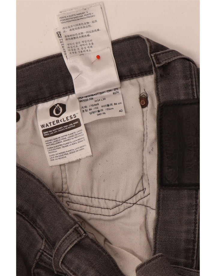 Levi's Mens Straight Jeans W34 L30 Grey Cotton
