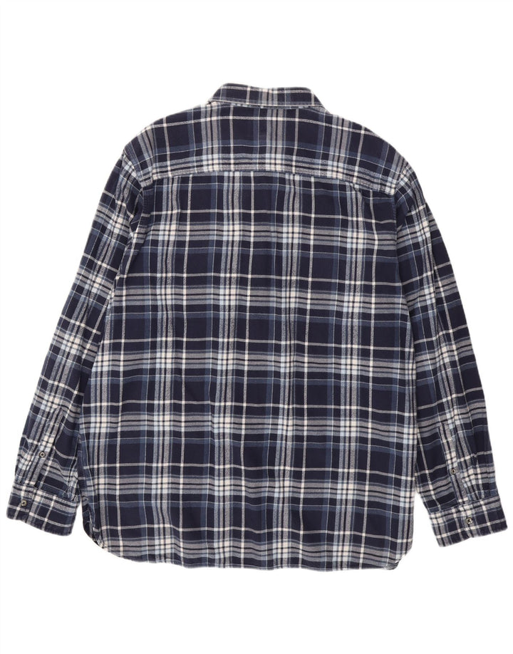 TIMBERLAND Mens Regular Fit Flannel Shirt 3XL Navy Blue Check Cotton