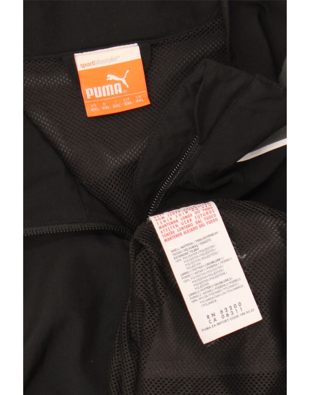 Puma Mens Tracksuit Top Jacket 2XL Black Colourblock Polyester