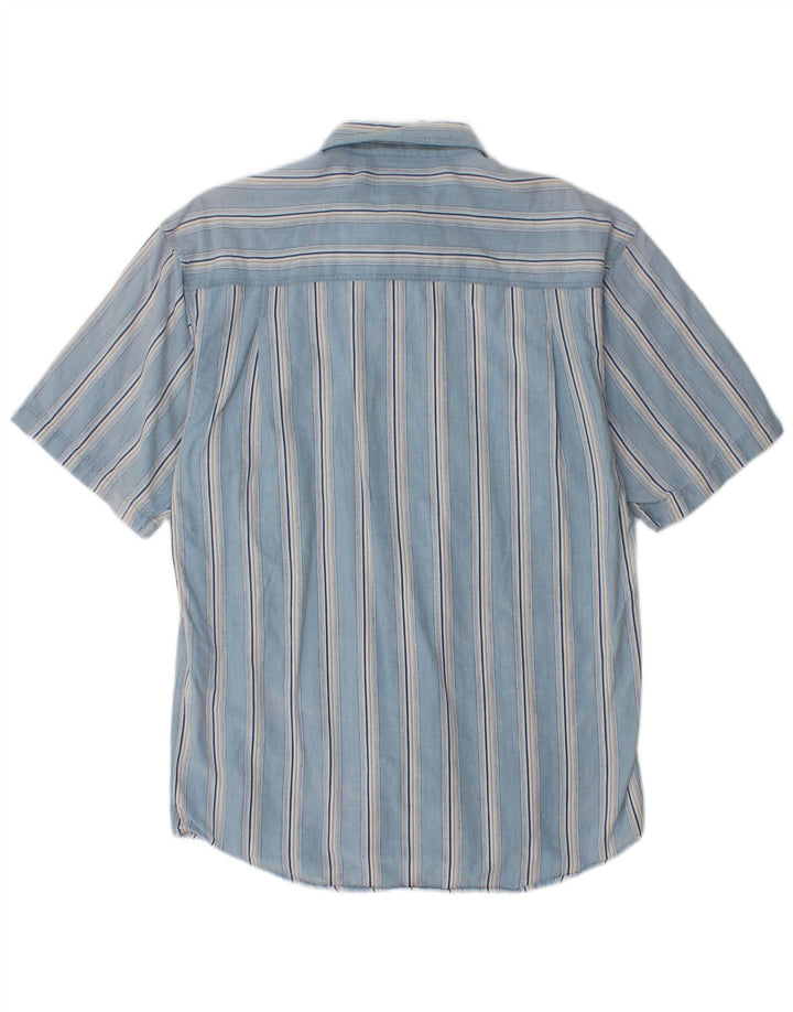 Eddie Bauer Mens Short Sleeve Shirt Medium Blue Striped Cotton