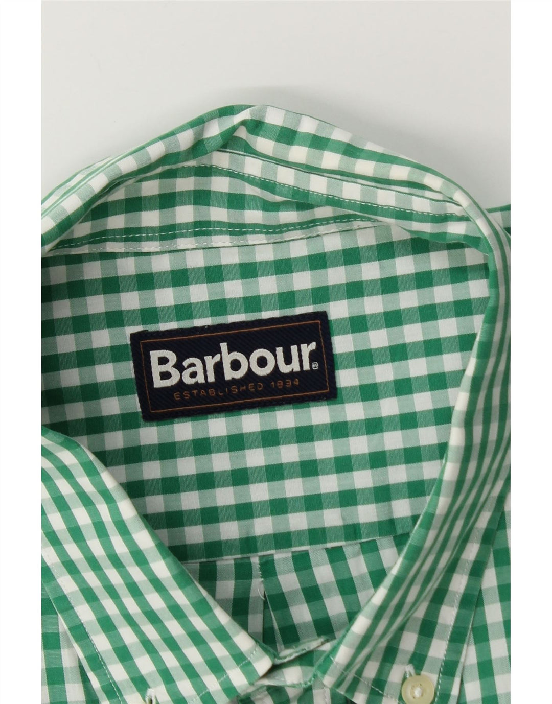 Barbour Mens Shirt Large Green Gingham