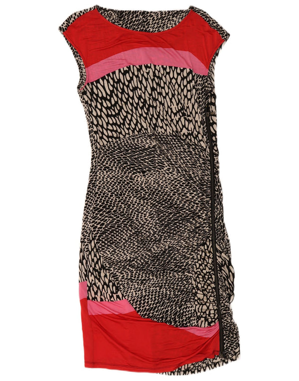Marella Womens Sleeveless Sheath Dress UK 18 XL Black Animal Print Viscose