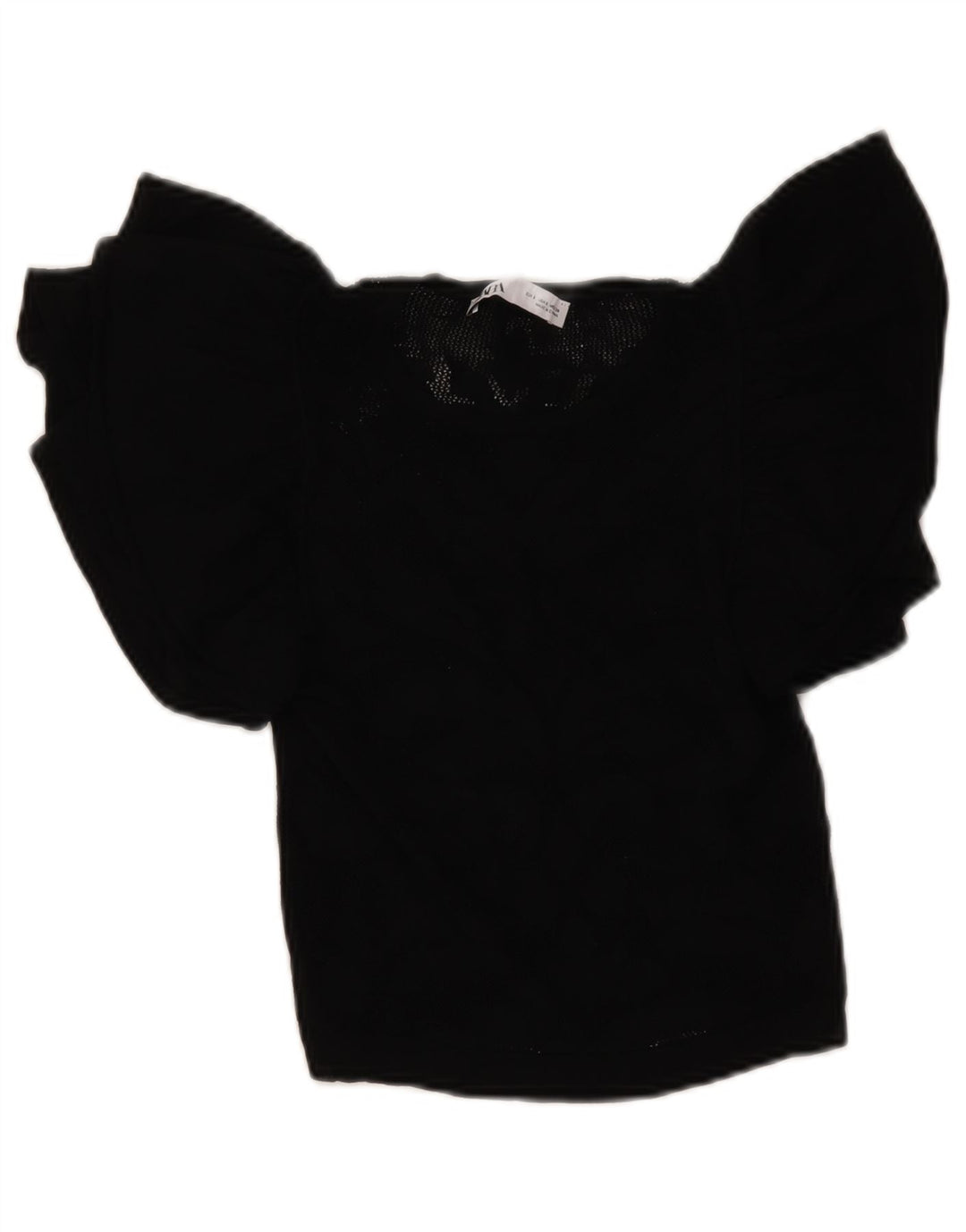 Zara Womens Crop Knit Blouse Top UK 8 Small Black