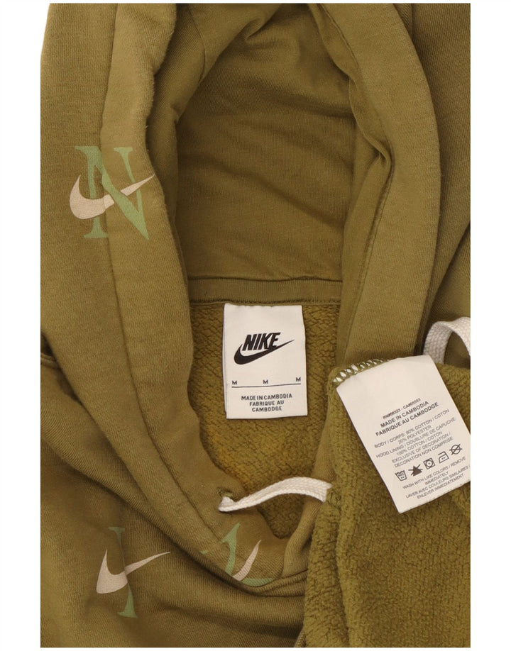 Nike Mens Graphic Hoodie Jumper Medium Khaki Cotton