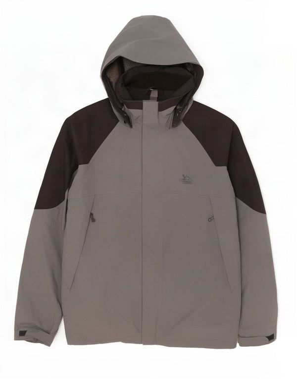 SALEWA Mens Hooded Rain Jacket UK 44 XL Grey Colourblock