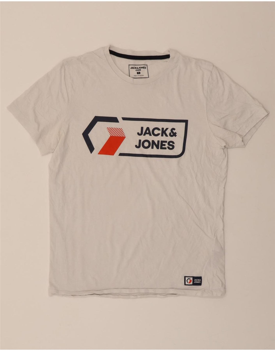 JACK & JONES Mens Graphic T-Shirt Top Medium White Cotton Vintage Jack & Jones and Second-Hand Jack & Jones from Messina Hembry 