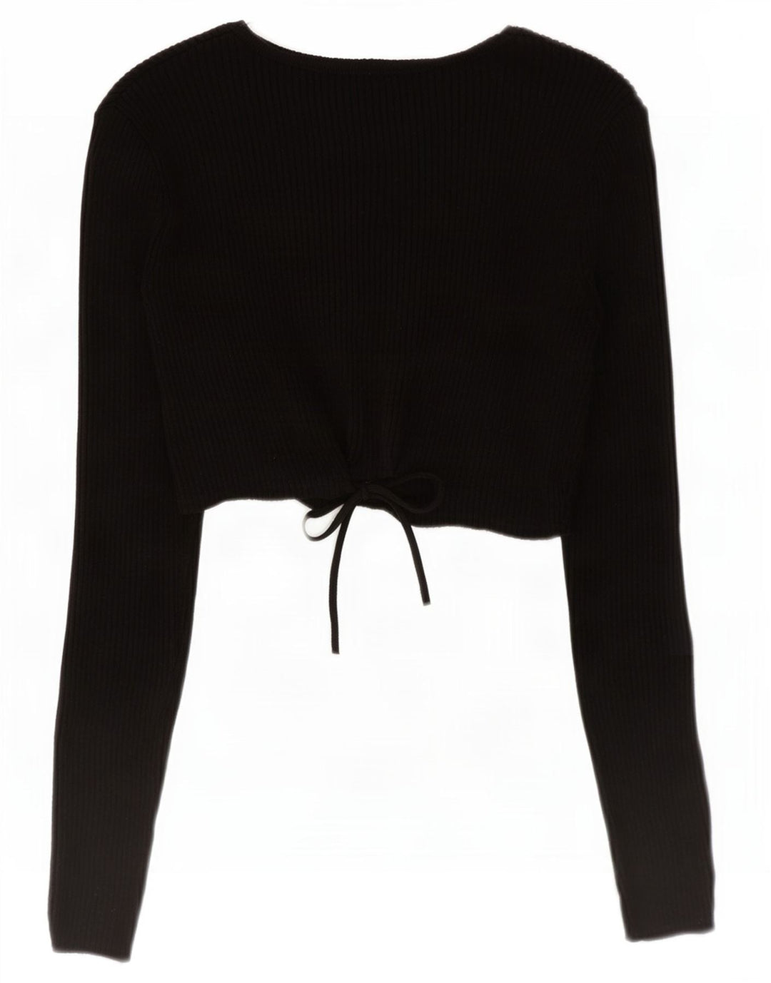 Zara Womens Long Sleeve Crop Top UK 12 Medium Black Viscose