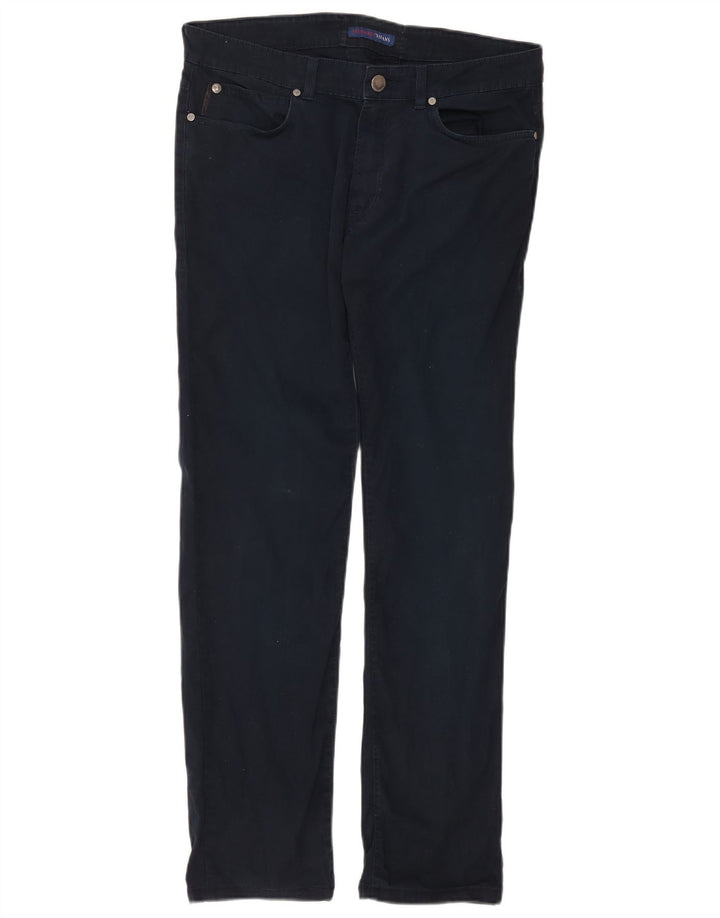 Trussardi Mens Straight Casual Trousers W34 L31 Navy Blue