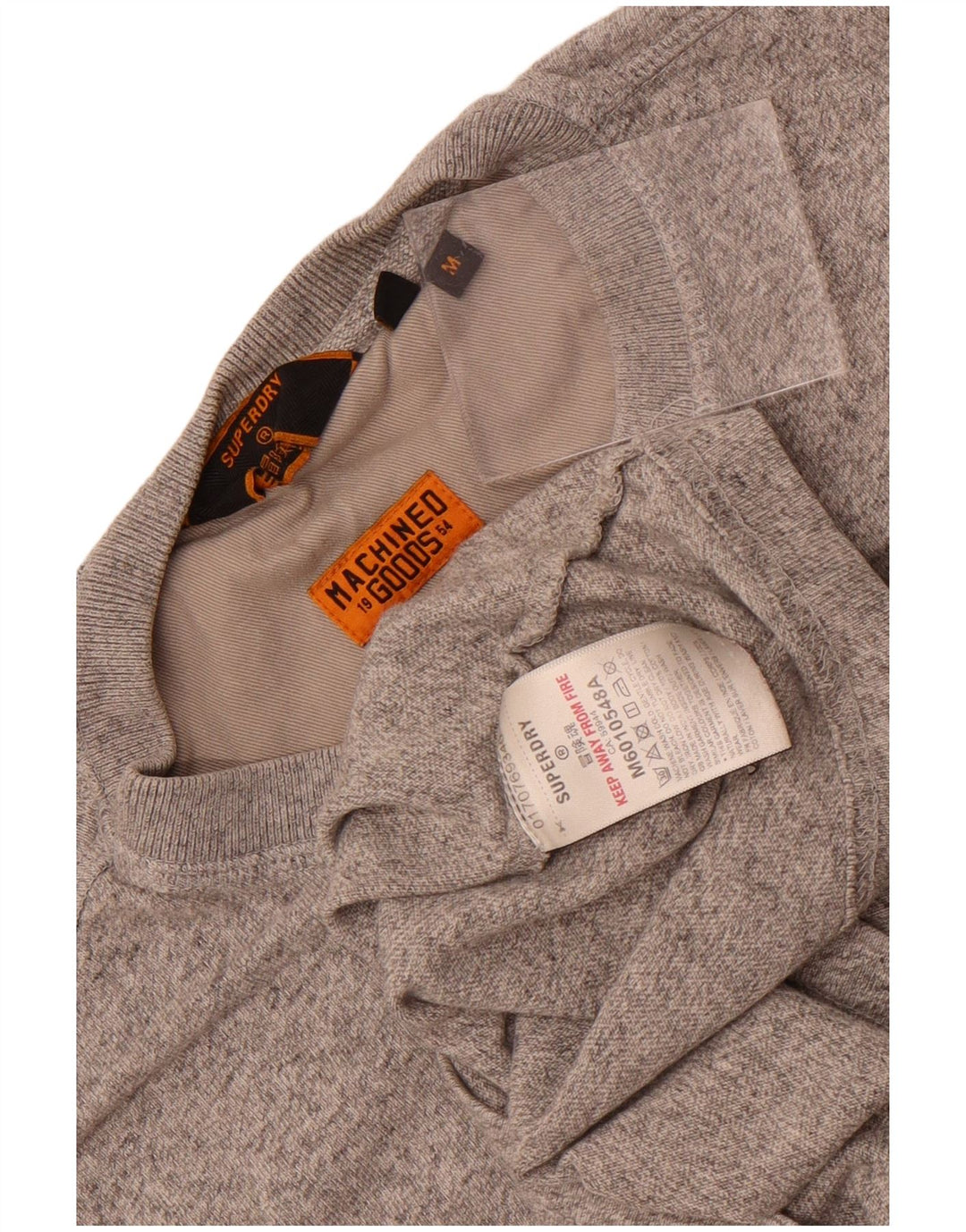 Superdry Mens Top Long Sleeve Medium Grey Flecked Cotton