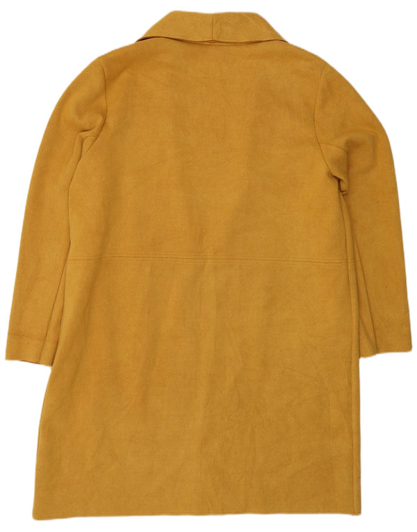 Zara Womens Oversized Open Overcoat UK 14 Medium Yellow Polyester