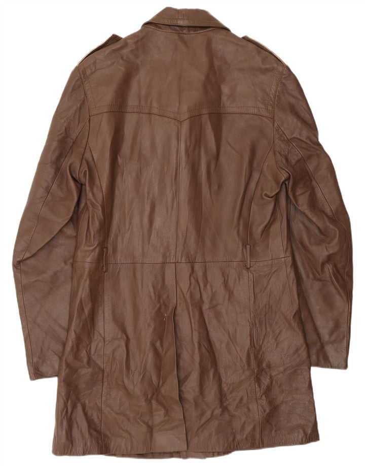Camox Mens Military Leather Coat IT 50 Large Brown Leather