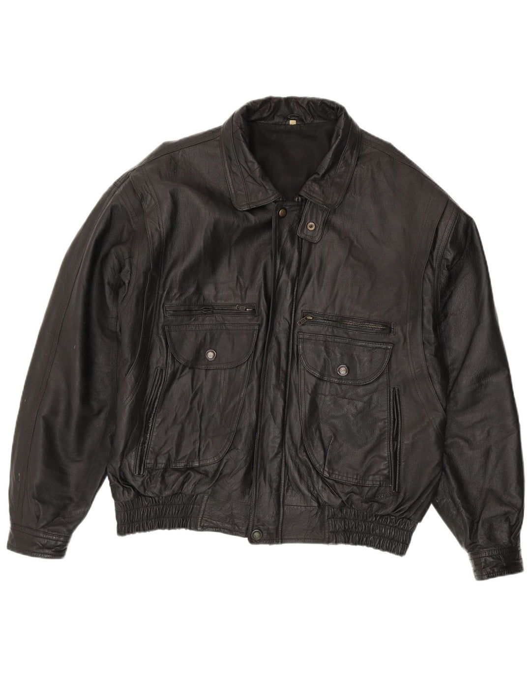 Vintage Mens Leather Jacket UK 44 2XL Black Leather