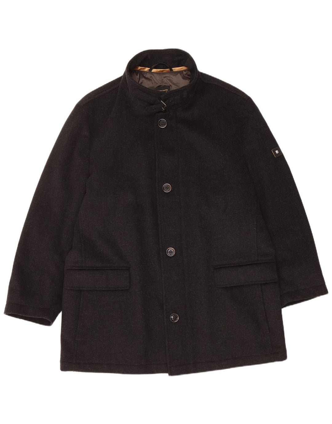 PIERRE CARDIN Mens Voyage Overcoat UK 44 2XL Black Polyester