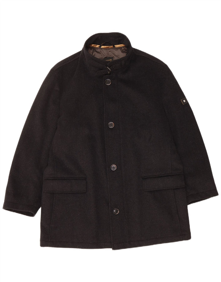 PIERRE CARDIN Mens Voyage Overcoat UK 44 2XL Black Polyester