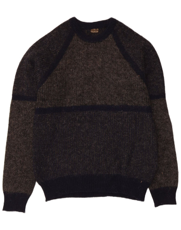 DALMINE Mens Crew Neck Jumper Sweater IT 50 Medium Grey Colourblock Wool