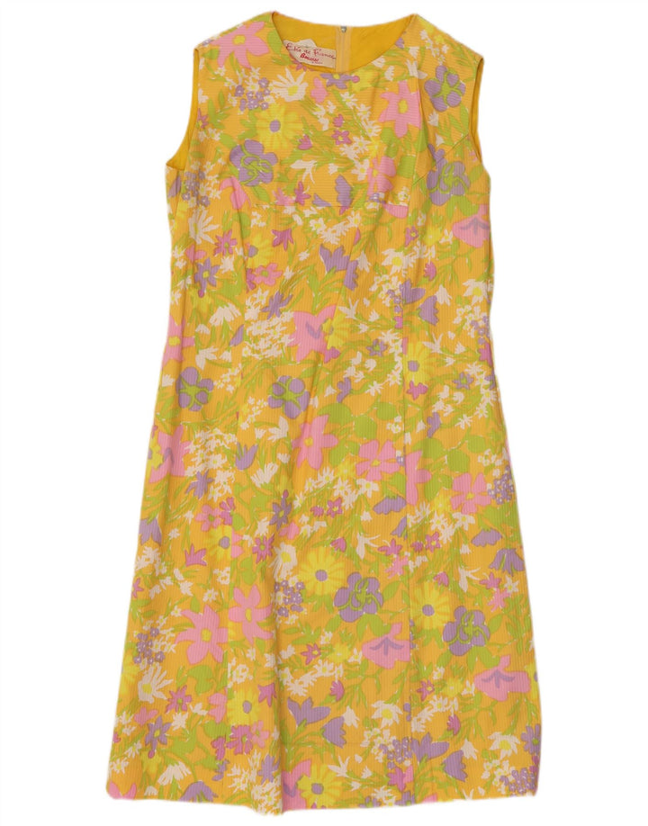 BOUSSAC Womens Sleeveless Sheath Dress UK 14 Medium Yellow Floral