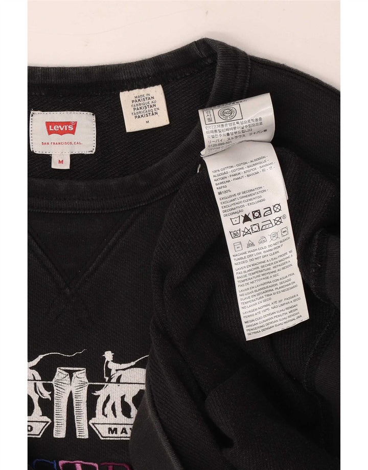 Levi's Mens Graphic Sweatshirt Jumper Medium Black Cotton