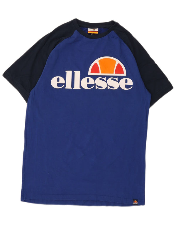 Ellesse Mens Graphic T-Shirt Top Small Blue Colourblock Cotton
