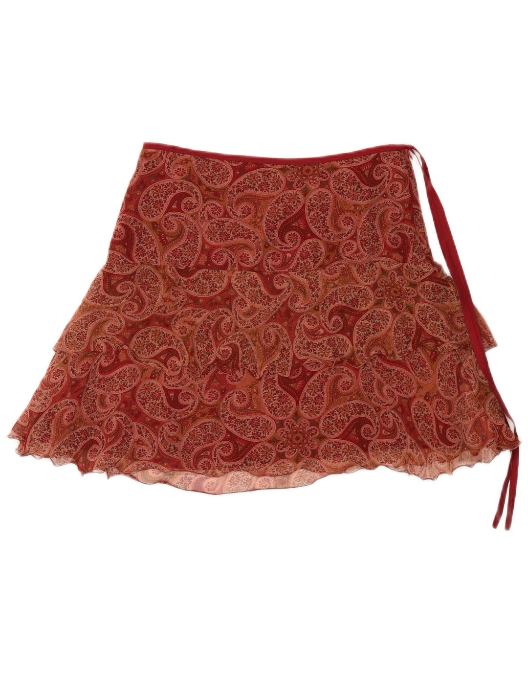 Blunauta Womens Mini Skirt IT 42 Medium W30 Burgundy Paisley Silk