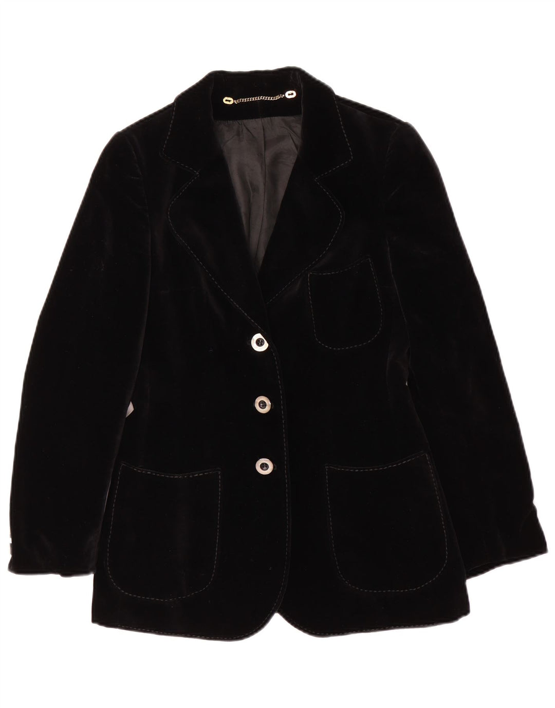 Your Sixth Sense Womens Velvet 3 Button Blazer Jacket EU 36 Small Black