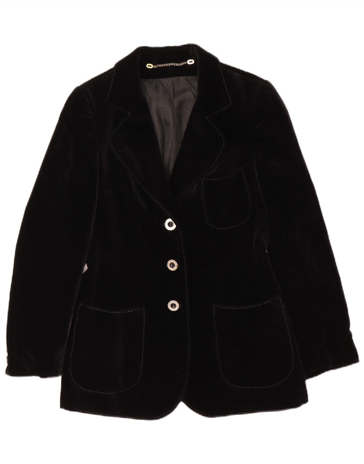 Your Sixth Sense Womens Velvet 3 Button Blazer Jacket EU 36 Small Black