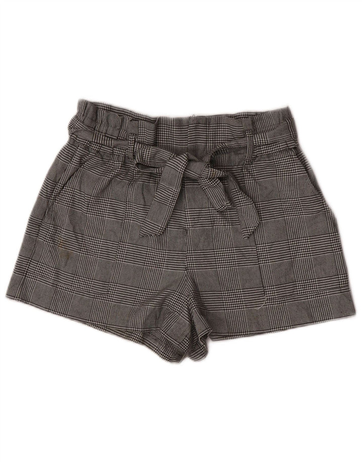 Zara Womens High Waist Chino Shorts Large W30  Grey Houndstooth Polyester