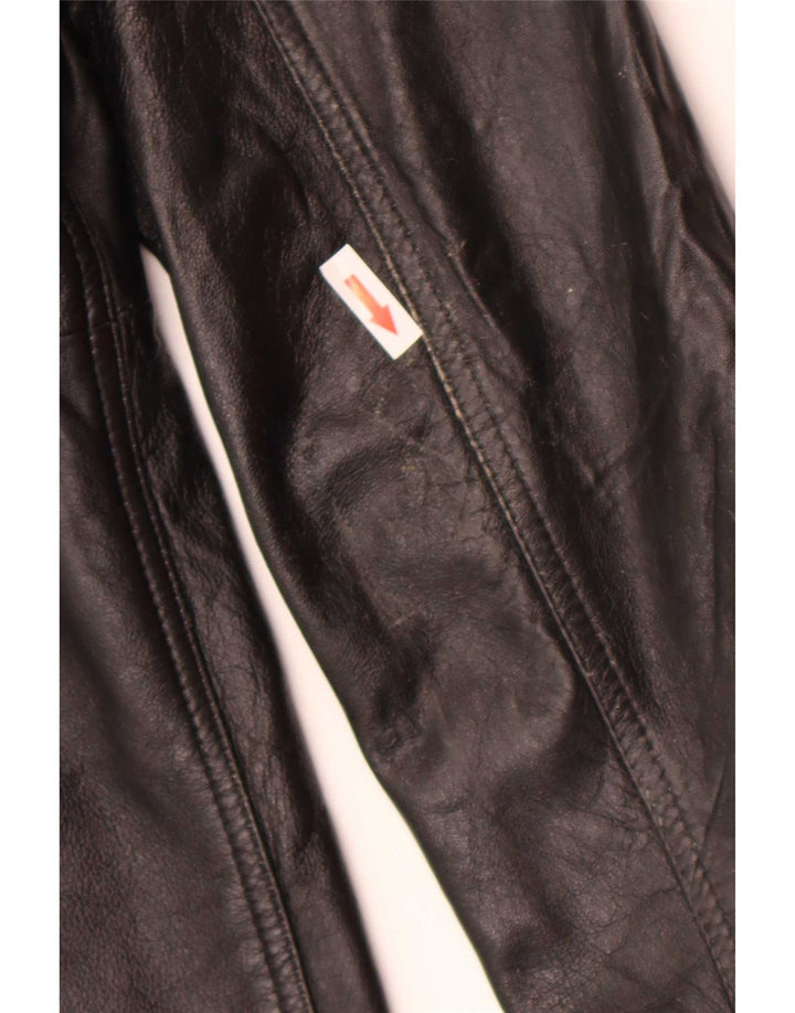 Vintage Womens 3 Button Leather Blazer Jacket UK 12 Medium Black