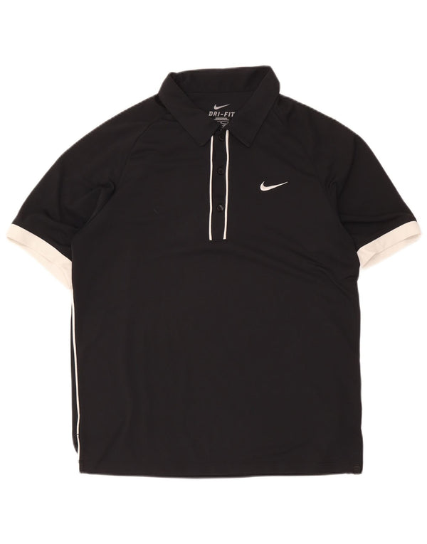 Nike Mens Dri Fit Polo Shirt UK 38/40 Medium Black Colourblock Polyester