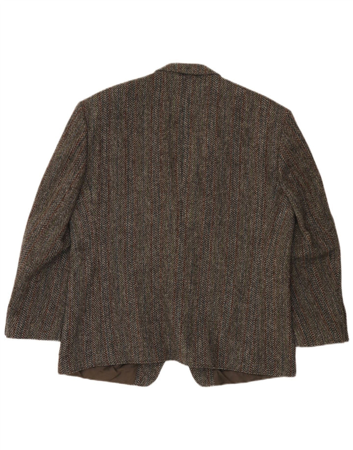 Harris Tweed Mens 2 Button Blazer Jacket UK 40 Large Brown Herringbone