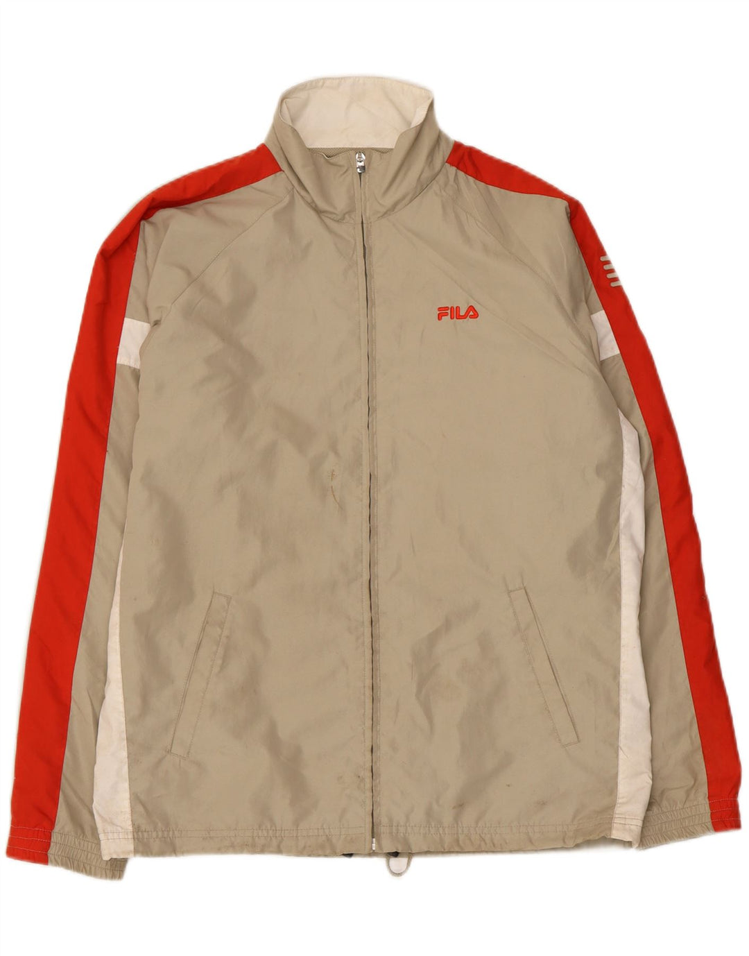 Fila Boys Tracksuit Top Jacket 15-16 Years XL Beige Colourblock Polyester