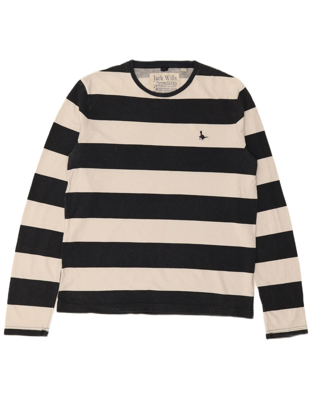 JACK WILLS Mens Top Long Sleeve Medium Navy Blue Striped Cotton