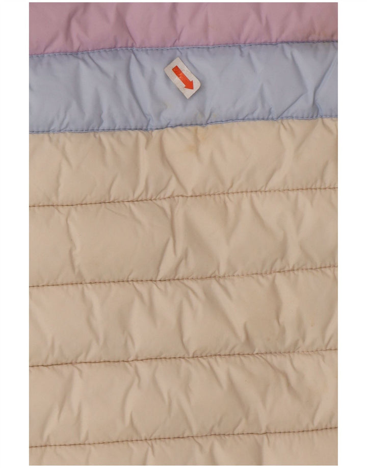 JOULES Girls Hooded Padded Jacket 7-8 Years Off White Colourblock