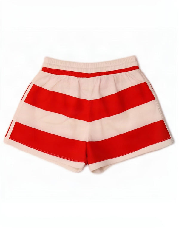 Adidas Womens Sport Shorts UK 10 Small Red Striped Cotton