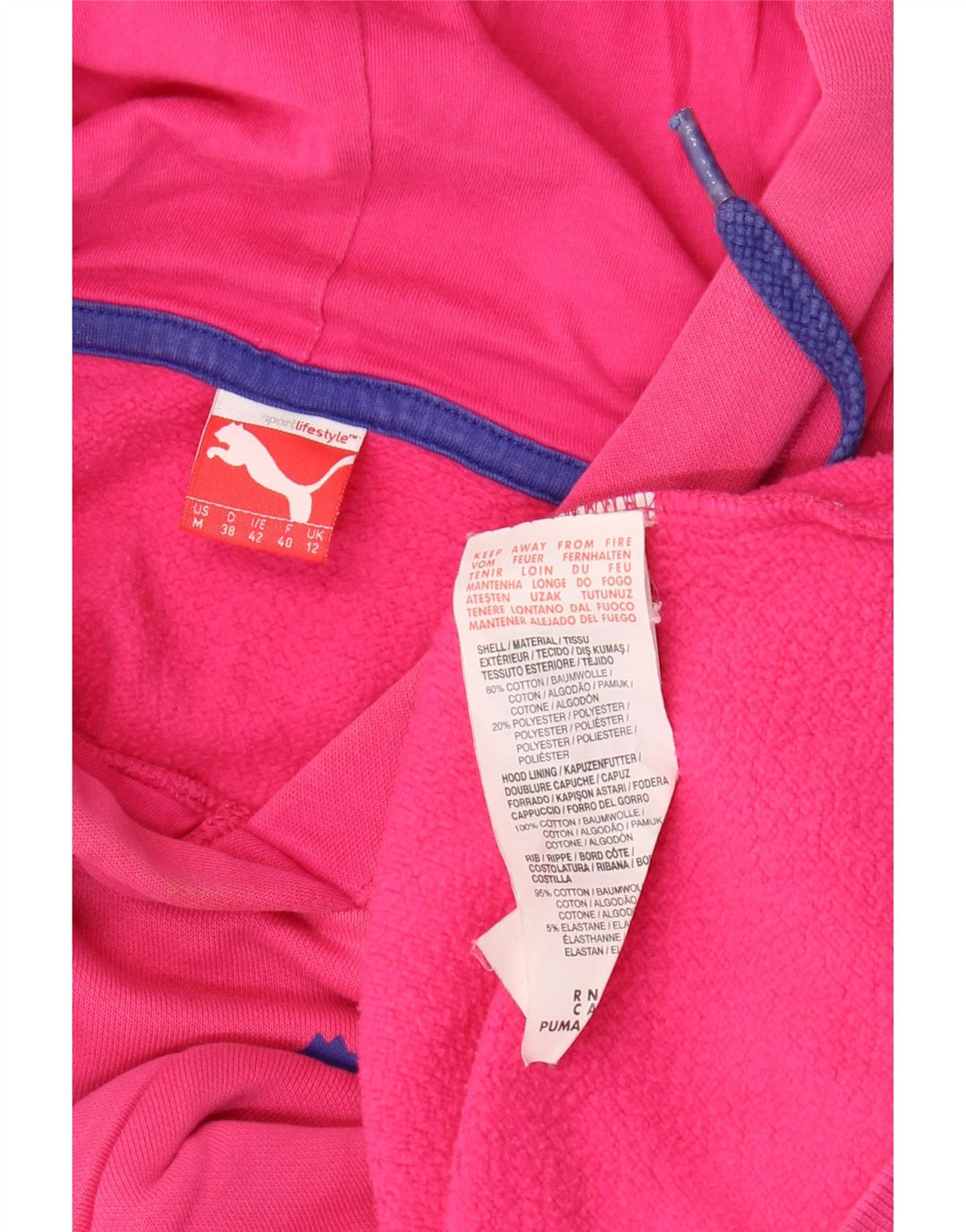 PUMA Womens Graphic Hoodie Jumper UK 12 Medium Pink Cotton