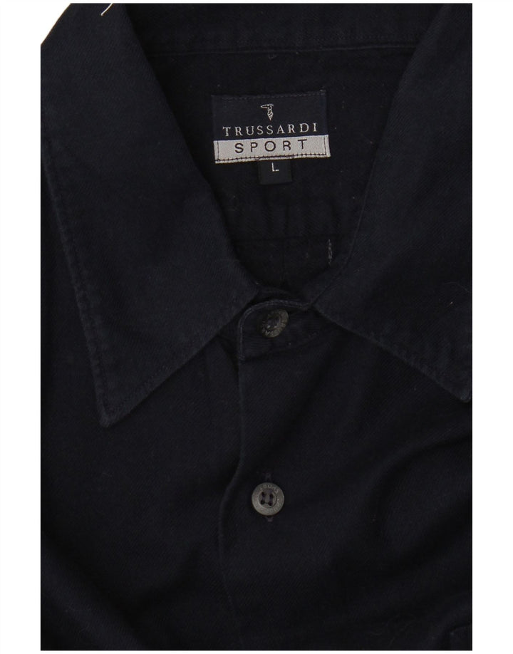 Trussardi Mens Shirt Large Navy Blue