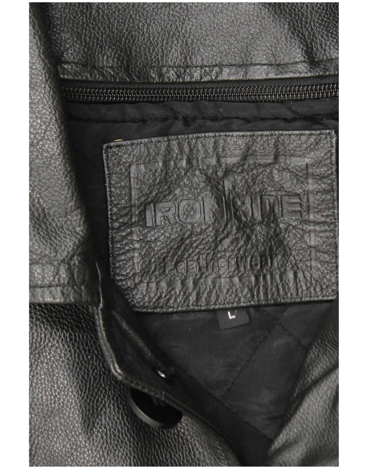 IRONSIDES Mens Leather Jacket UK 40 Large Black Leather