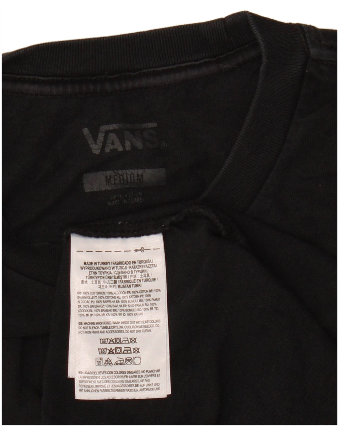 VANS Mens T-Shirt Top Medium Black Cotton