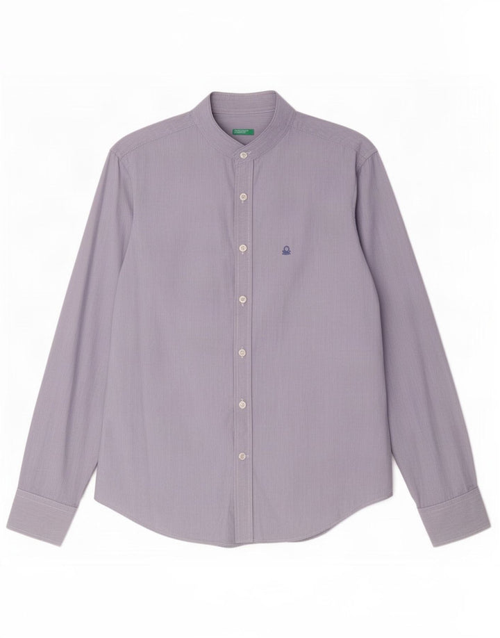 Benetton Mens Shirt Small Blue Pinstripe