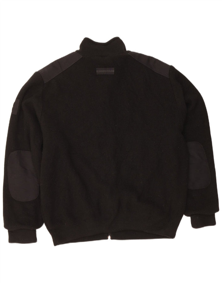 Vintage Mens Cardigan Sweater XL Black Wool