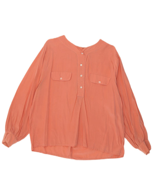 Vintage Womens Long Sleeve Blouse Top UK 18 XL Pink Silk