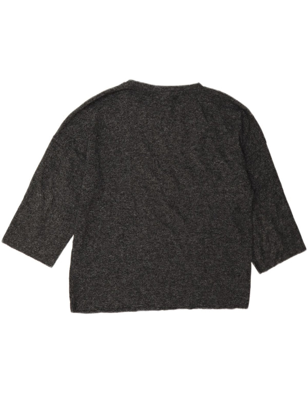 Zara Womens Oversized Top 3/4 Sleeve UK 10 Small Grey Spotted
