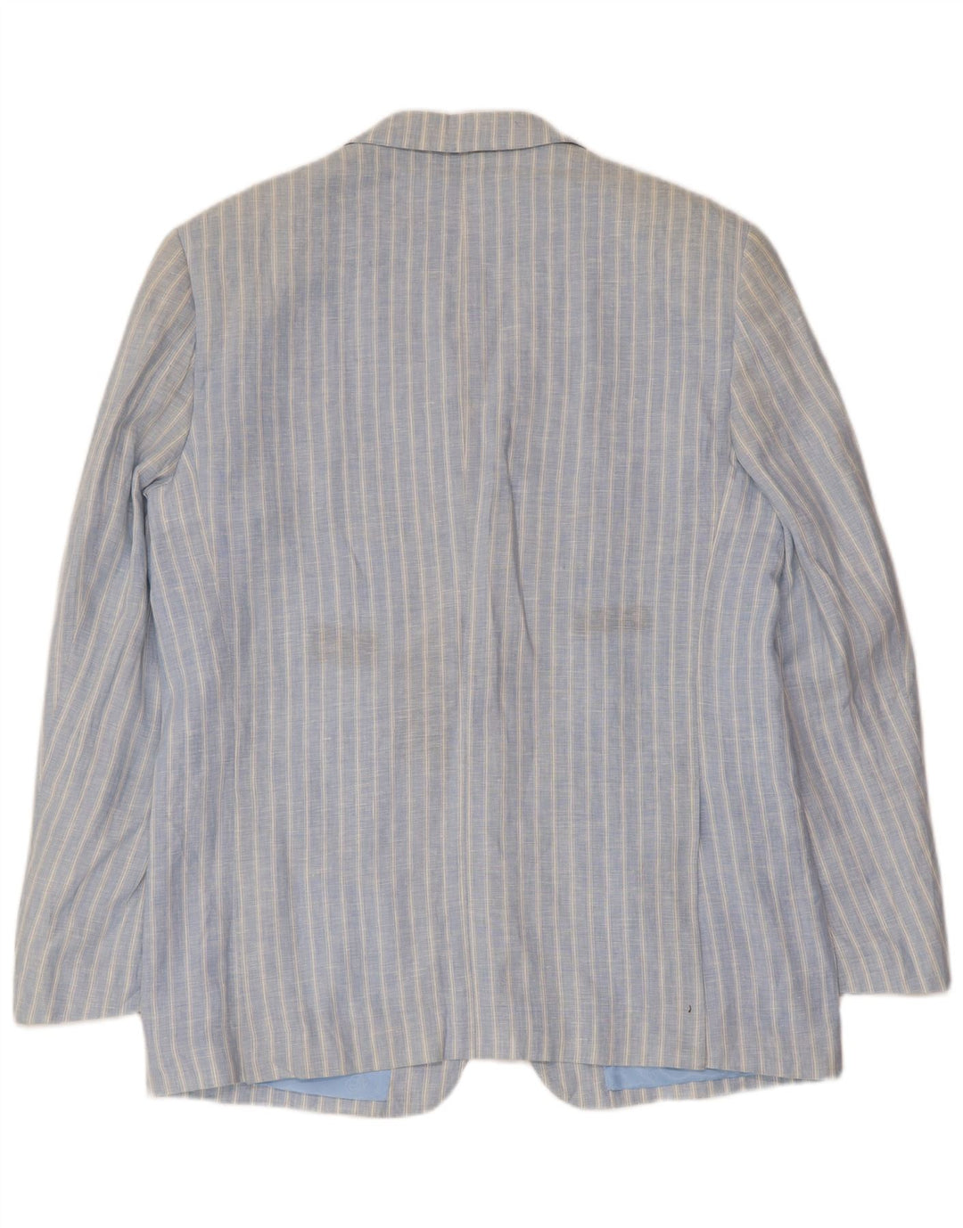 A.Basile Mens 3 Button Blazer Jacket IT 50 Large Blue Striped Linen