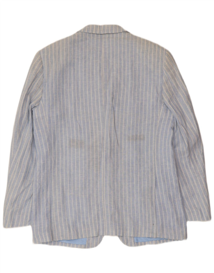 A.Basile Mens 3 Button Blazer Jacket IT 50 Large Blue Striped Linen