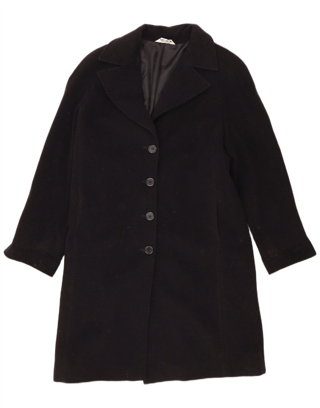 Franco Ancona Womens Overcoat IT 46 Large Black Virgin Wool