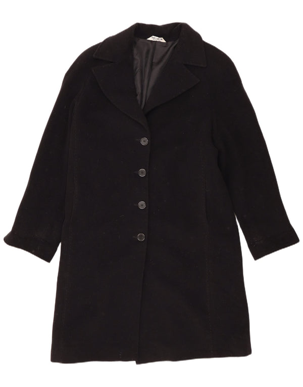 Franco Ancona Womens Overcoat IT 46 Large Black Virgin Wool