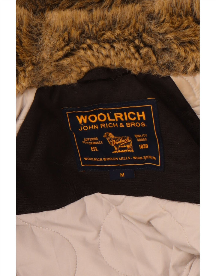WOOLRICH Womens Hooded Parka Jacket UK 12 Medium Black