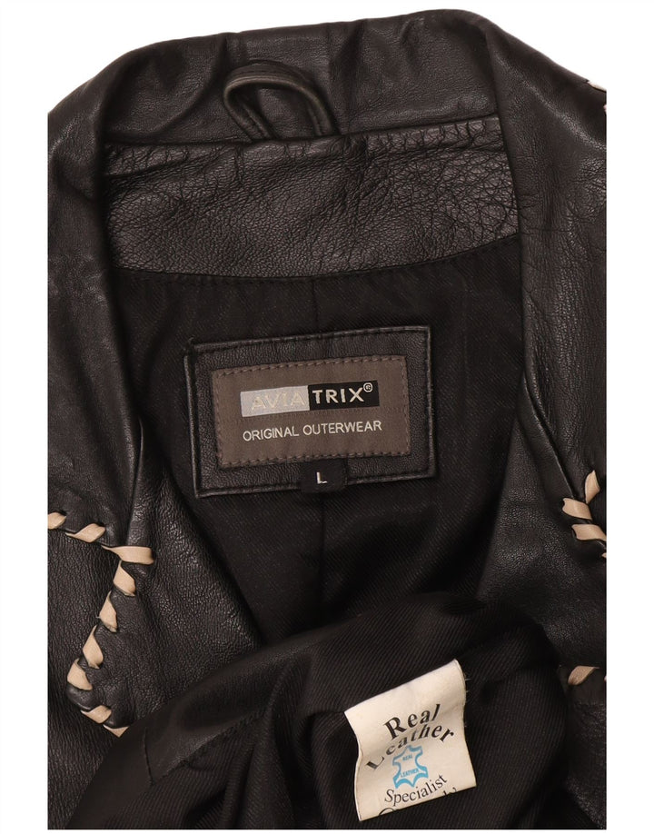 Aviatrix Womens Leather Coat UK 14 Large Black Leather