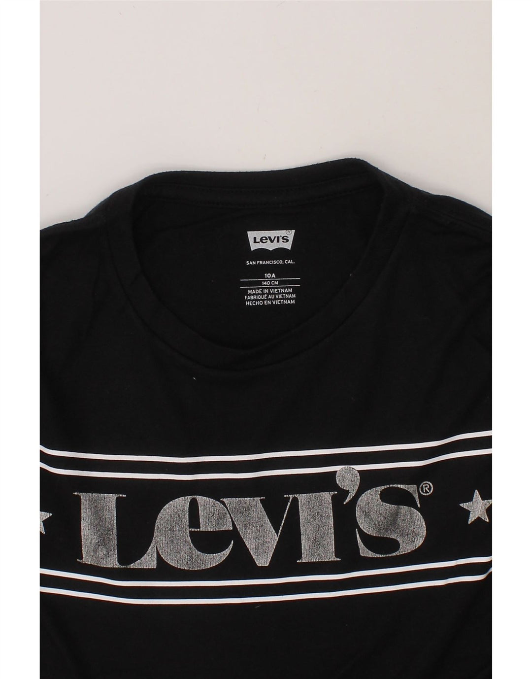 LEVI'S Girls Graphic T-Shirt Top 9-10 Years Black Polyester Vintage Levi's and Second-Hand Levi's from Messina Hembry 