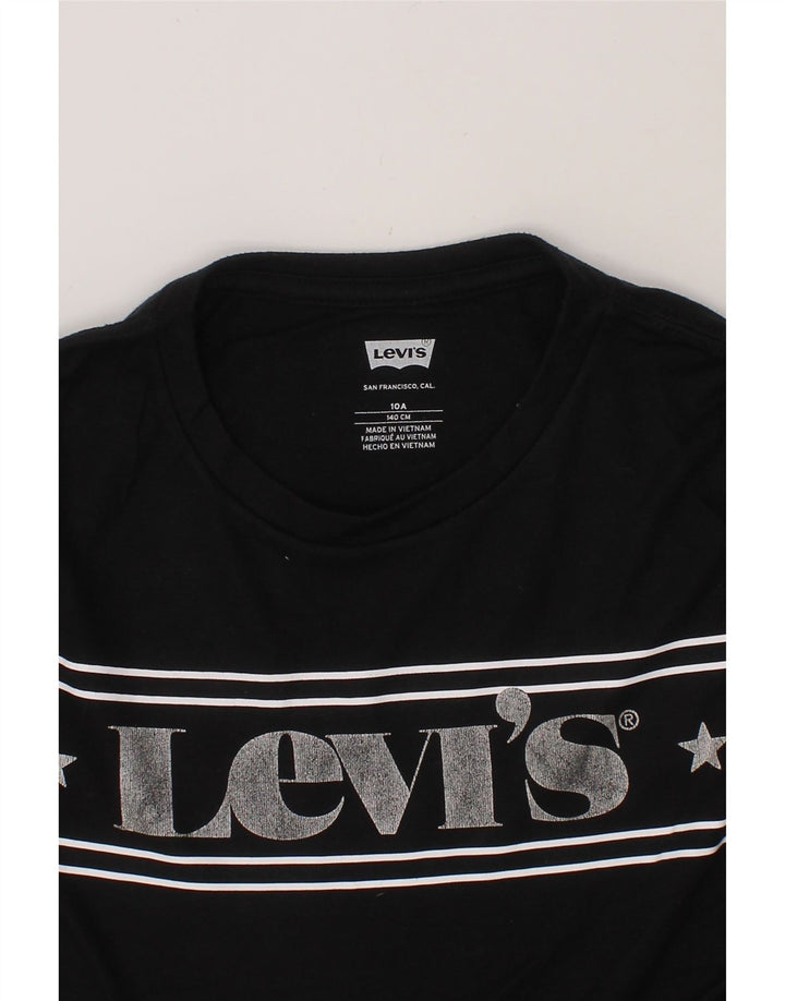 LEVI'S Girls Graphic T-Shirt Top 9-10 Years Black Polyester Vintage Levi's and Second-Hand Levi's from Messina Hembry 