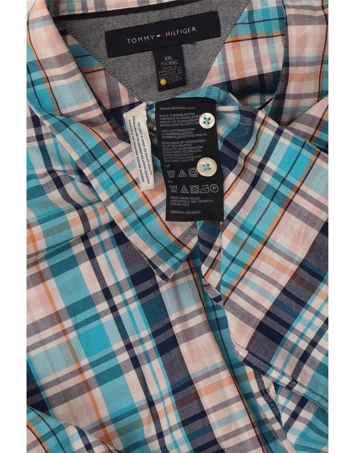 Tommy Hilfiger Mens Tall Shirt 2XL Blue Check Cotton